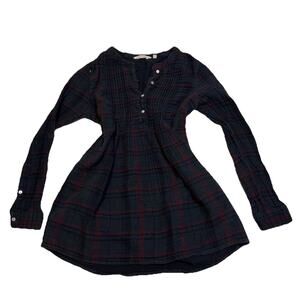 Soft Surroundings Black Cotton Embroidered Eyelet Pintuck Tunic Top Size XS